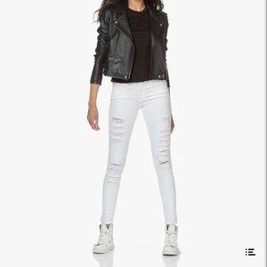 NWT FRAME Le Skinny de Jeanne Ripped Jeans • White Size 25